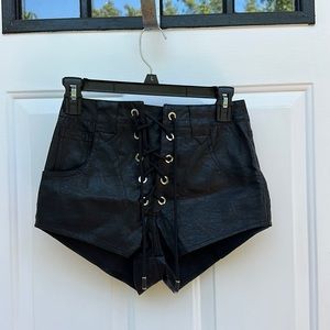 Leather micro shorts